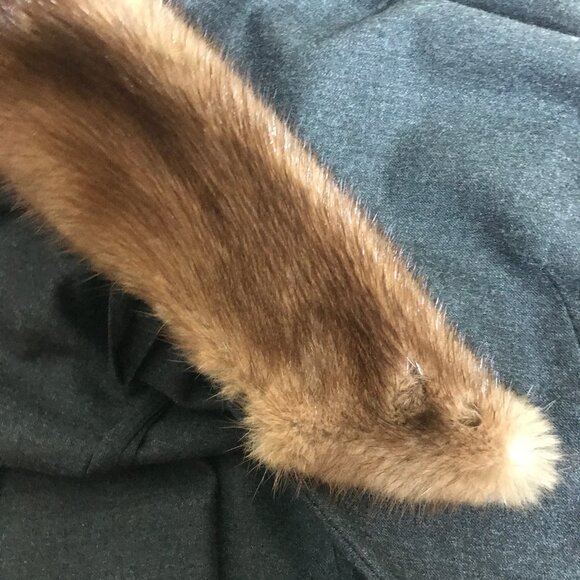 Max Mara Made in Italy Size 6 Designer Mink Collar Very Dark Gray Wrsp Jacket - Picture 7 of 16